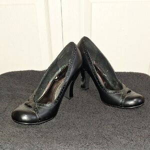 Vintage BONGO "Got The Look" Black Faux Leather Slip On Heels-9